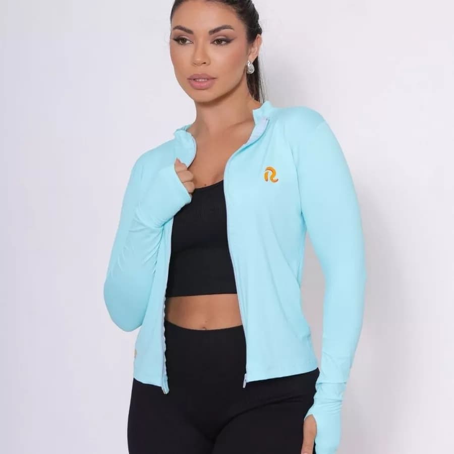 Blusa Proteção Solar Camisa UV+50 Tecido Macio Com Ziper