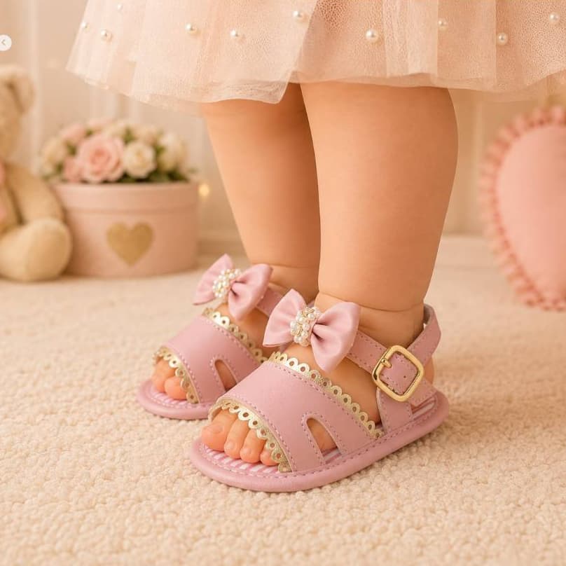 Sandália Infantil Bebê Menina Delicada Primeiros Passos RN
