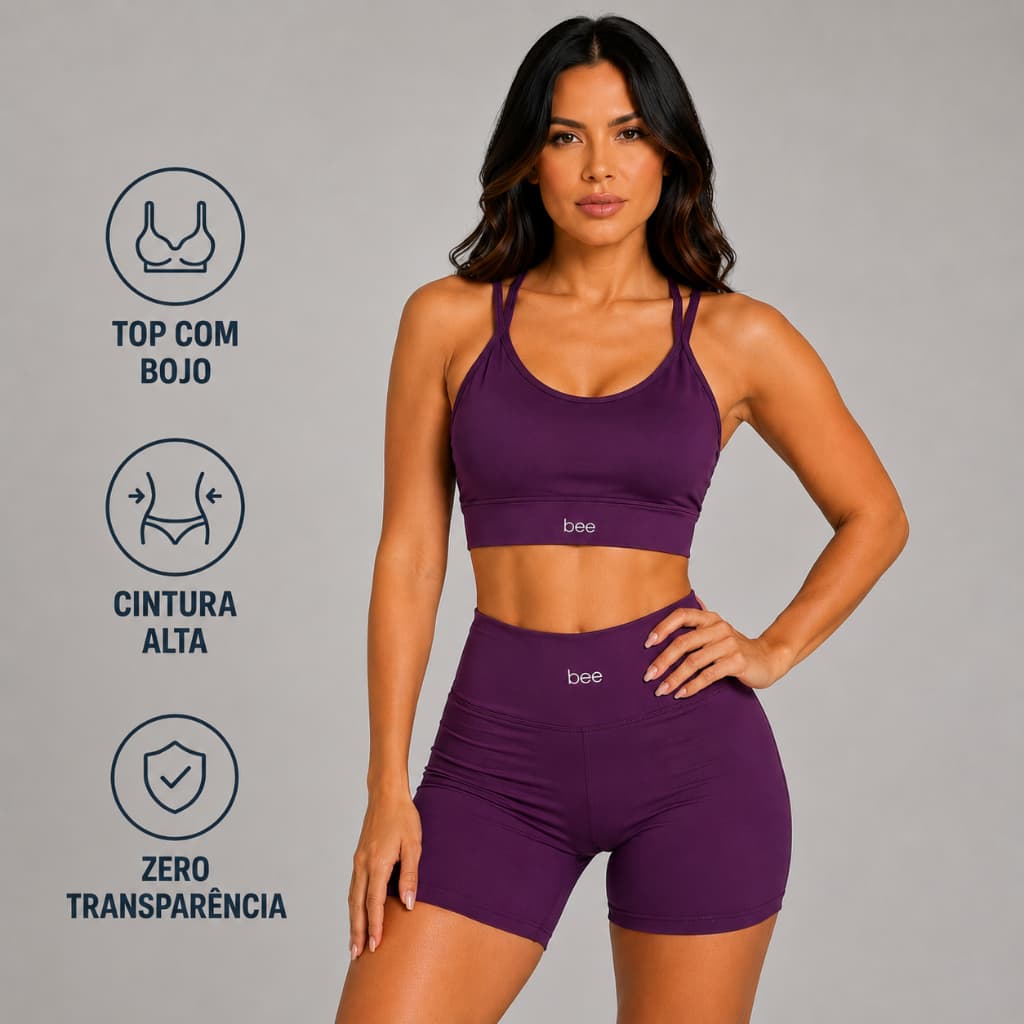 Conjunto Fitness Feminino Roupa para Academia Cintura Alta Zero Transparência Legging Top Treino Musculação Corrida