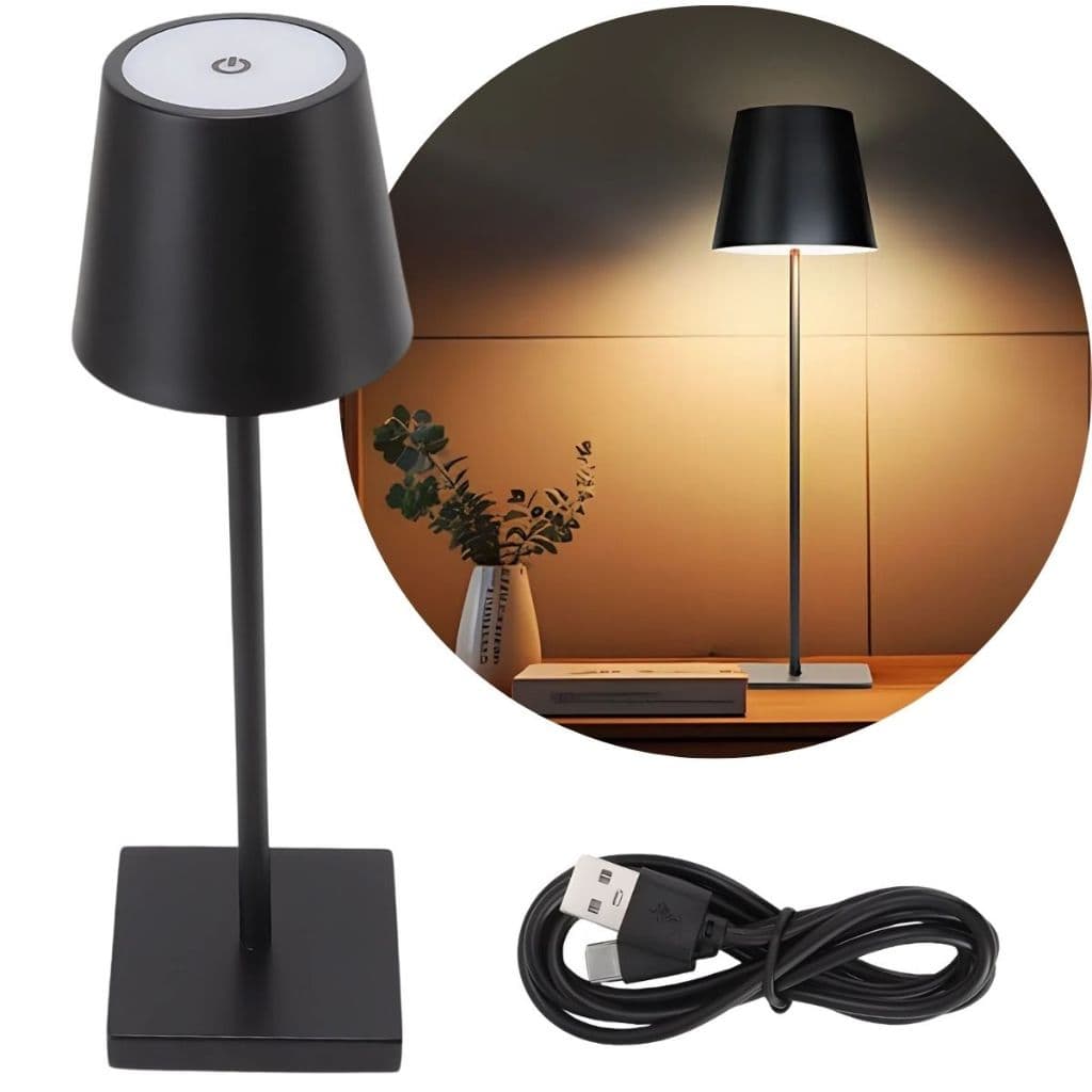 Abajur Halo Luminária Moderna Minimalista Escritório Sala Quarto Recarregável Com Touch