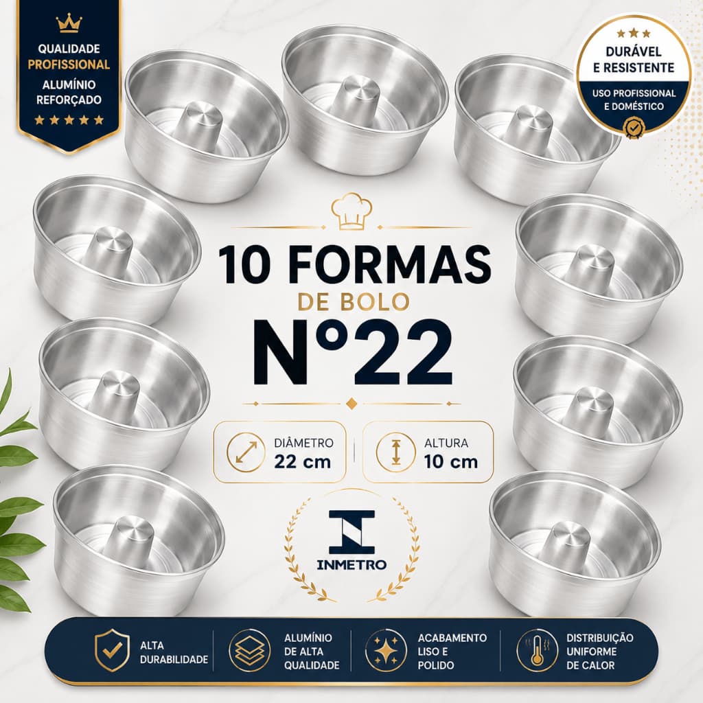 Kit 10 Formas Redondas N22 Alumínio Grosso Alta Durabilidade