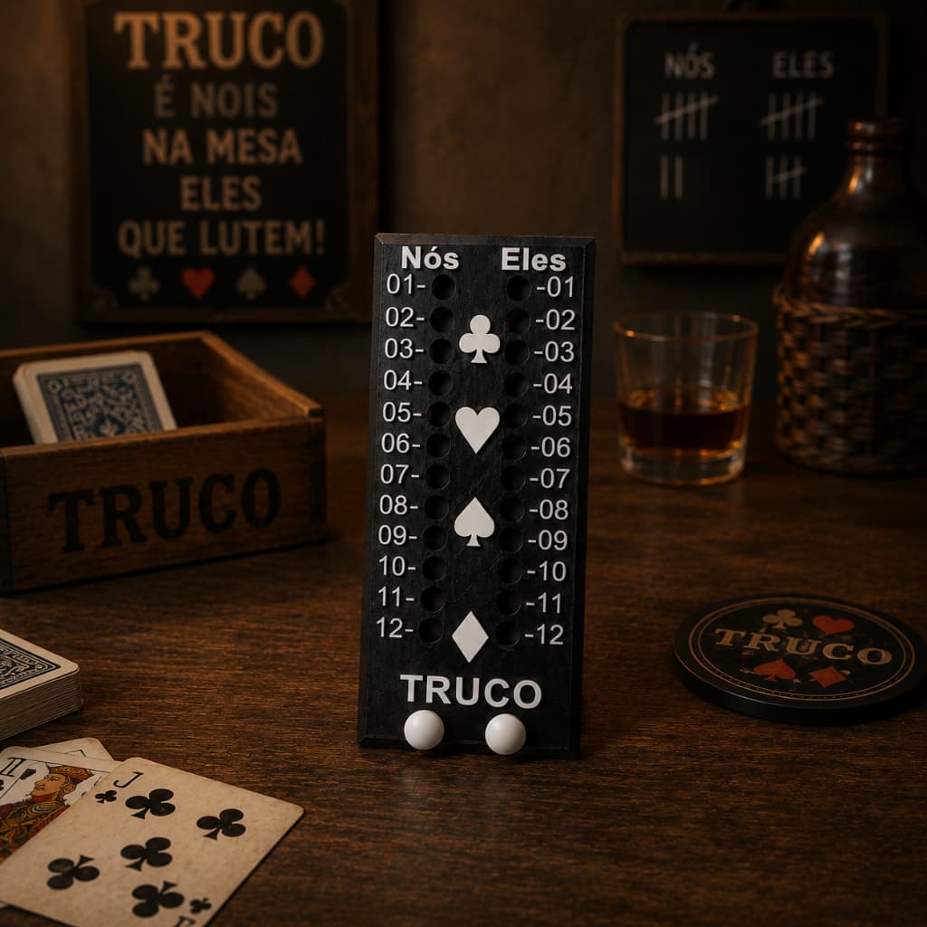 Marcador de Pontos Truco – Placa Preta e Branca Personalizada