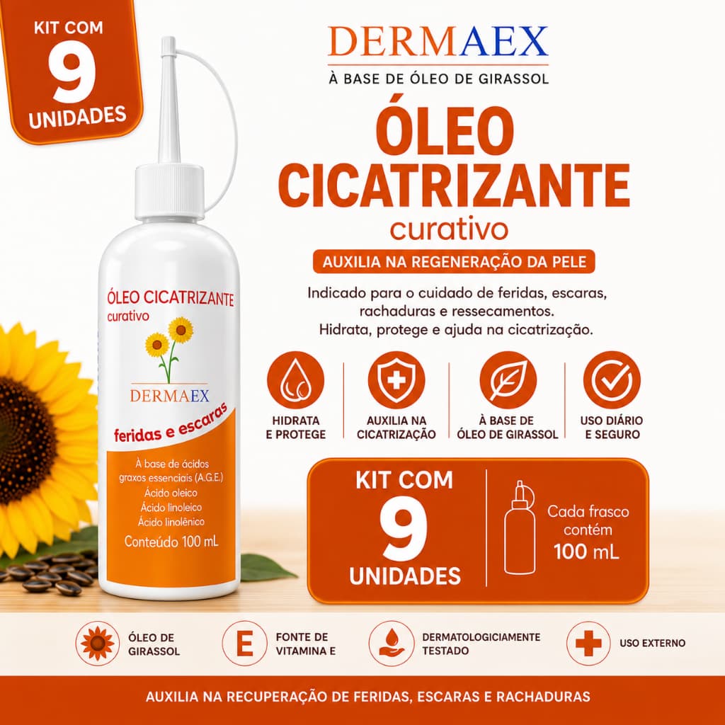 KIT 9 Unidades Óleo de Girassol AGE Dermaex 100ml - Nutriex