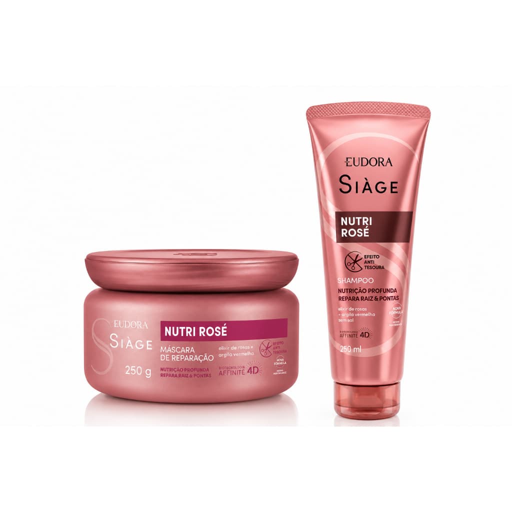 Mascara E Shampoo Nutri Rose Siáge Eudora Reparação Nutrição