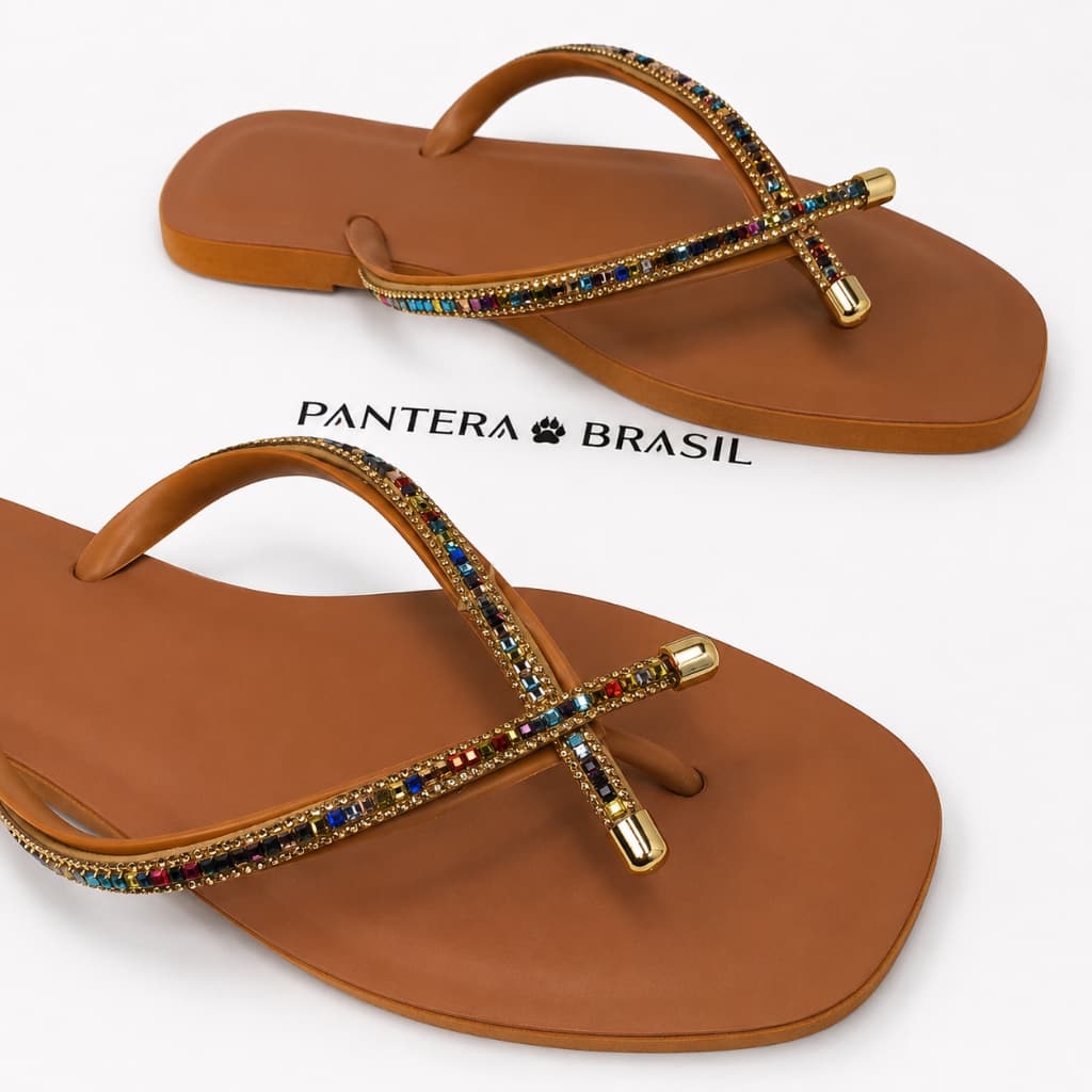 Chinelo Feminino Jade com Strass e Sola em Micro Expandido