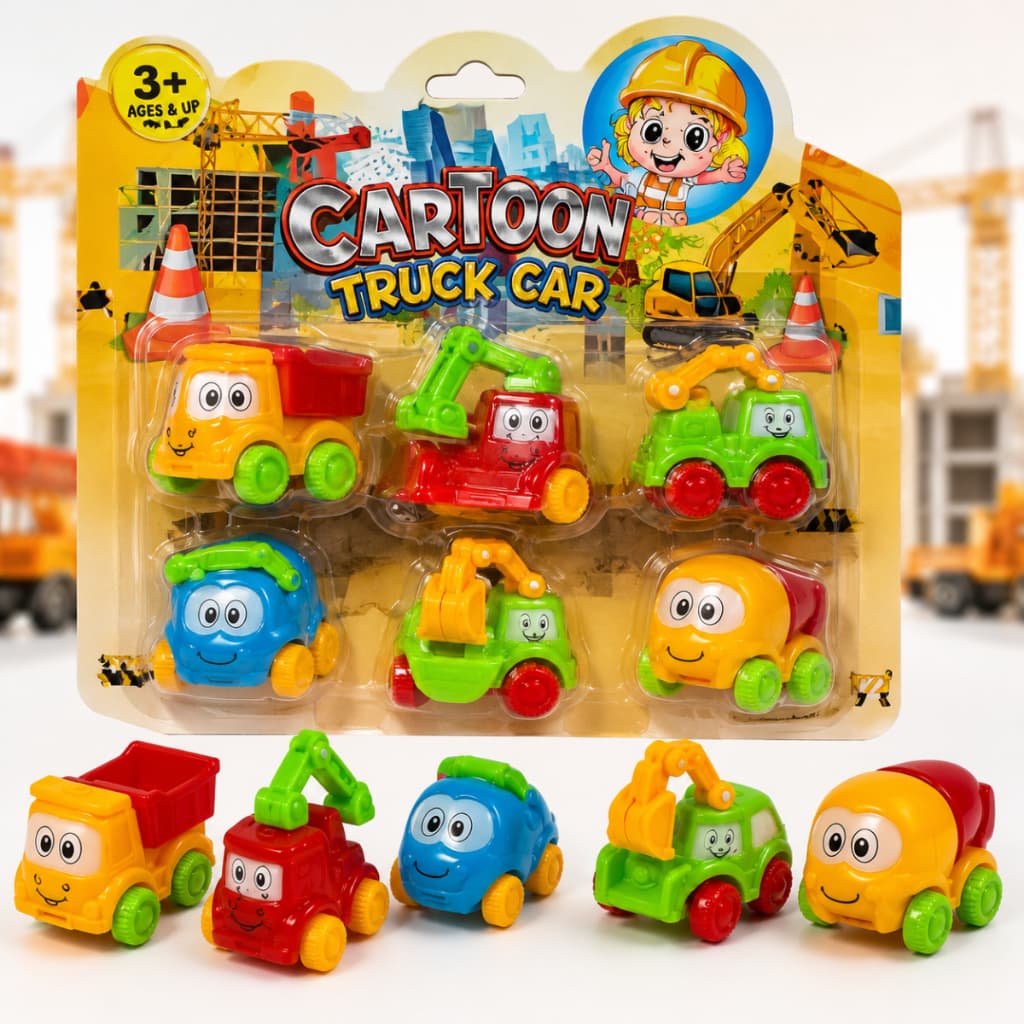 Kit 6/12 carrinhos colorido Baby Fricção Brinquedo menino construção infantil caminhão educacional plástico