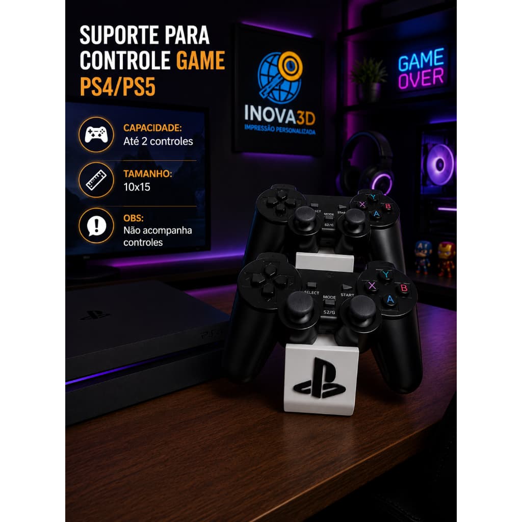 Suporte para Controle PS4 e PS5 | Organizador Gamer