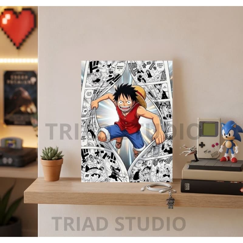 Placas decorativas animes Luffy one, decoração quarto, sala.