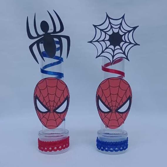 Homem Aranha Kit com 10 tubetes personalizados grande 13cm Lembrancinha para festa infantil