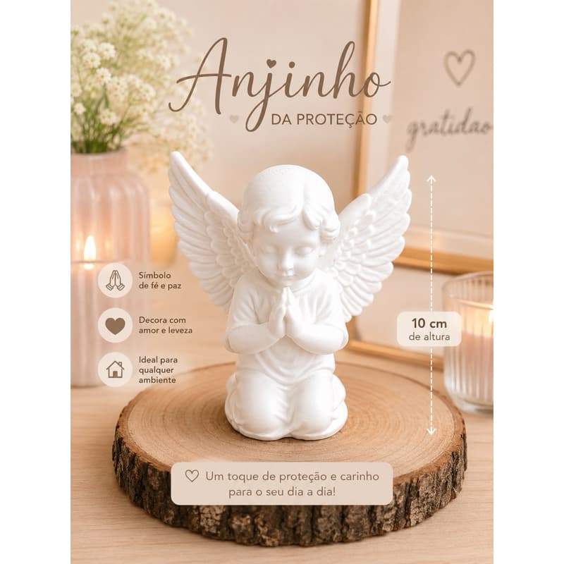 Querubim Anjinho da Proteção de Plástico - Anjo da Guarda 10cm