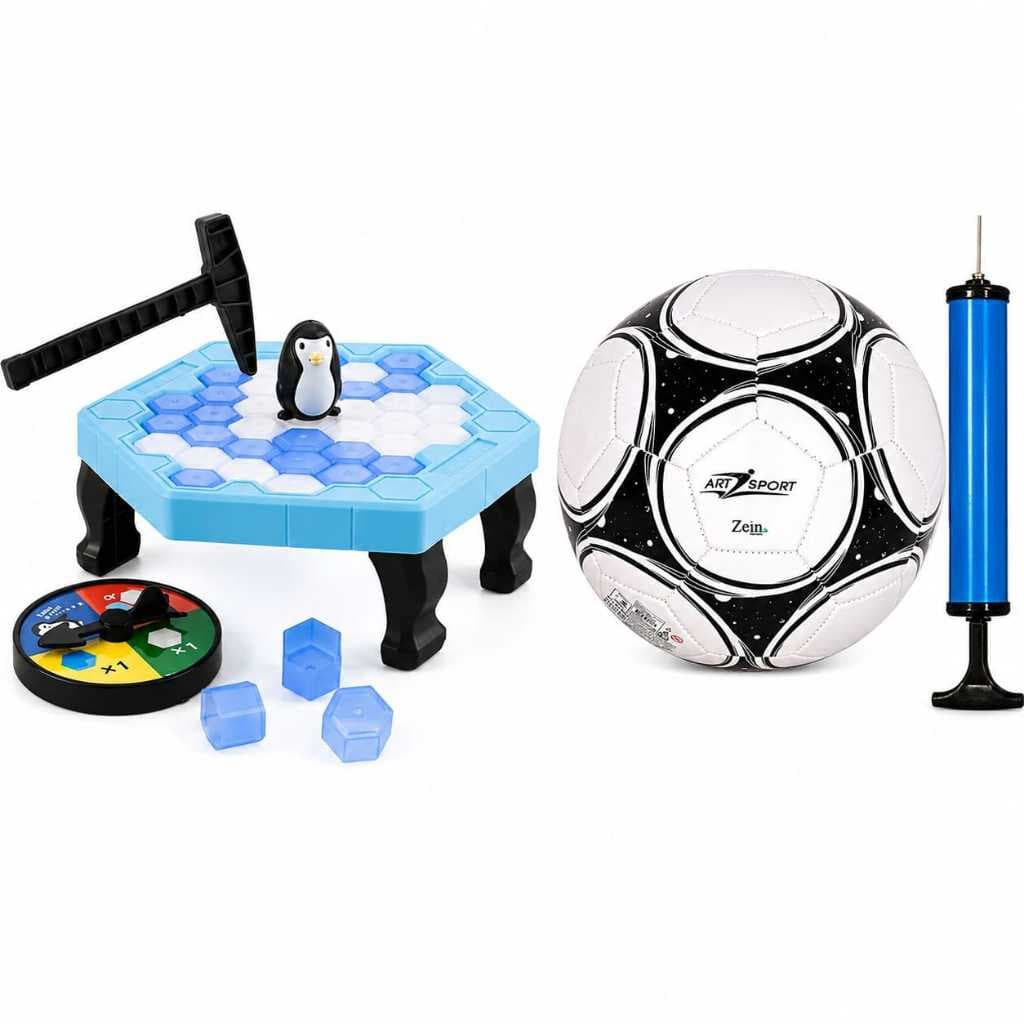 Kit 2 Brinquedos Interativos(Pinguim Numa Fria+Bola Be Futebol De Campo n.5)