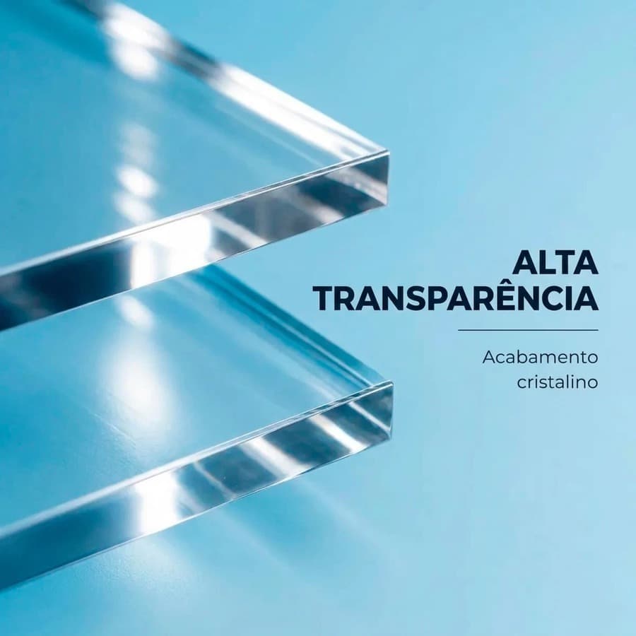 Chapa Placa De Acrílico Transparente Cristal 100x50cm 2mm Vários Tamanhos