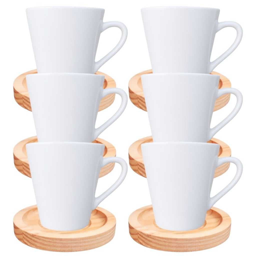 Kit 6 Xicaras para Cafe c/ Pires 120ml Porcelana Branca Café Expresso Decoração