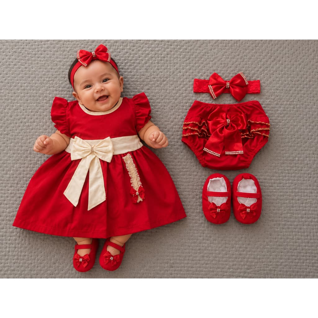 Kit Vestido Laço 5 peças menina