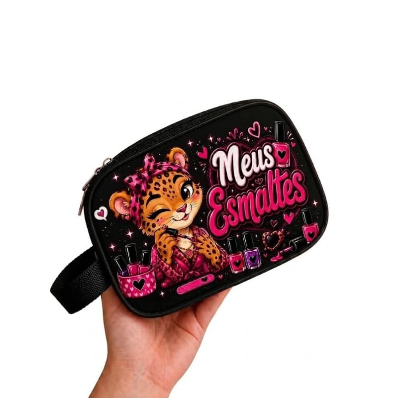 Necessaire porta esmaltes Bolsinha para colocar esmaltes fofa oncinha