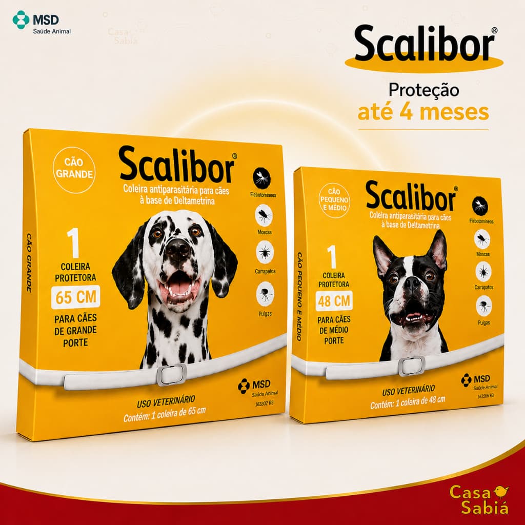 Coleira Scalibor Original MSD Antipulgas Carrapatos para Cães - 48cm e 65cm