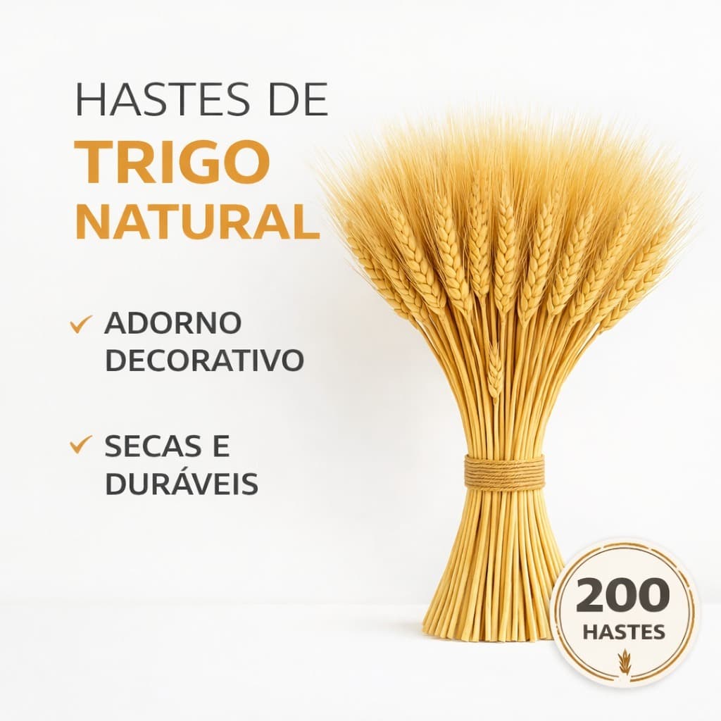200 Hastes de Trigo Natural Seco para Decoração Rústica Elegante e Arranjos de Casamento - 30 40 150 200