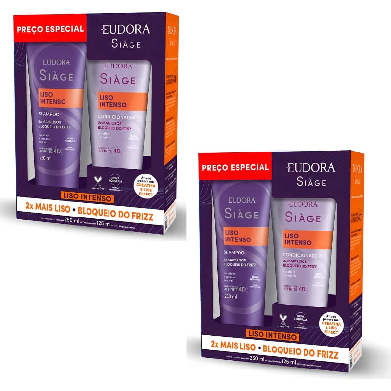 Kit com 2 Liso Intenso Eudora Siàge – Shampoo + Condicionador