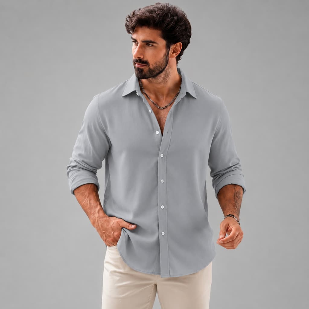 Camisa Masculina Social Manga Longa Premium