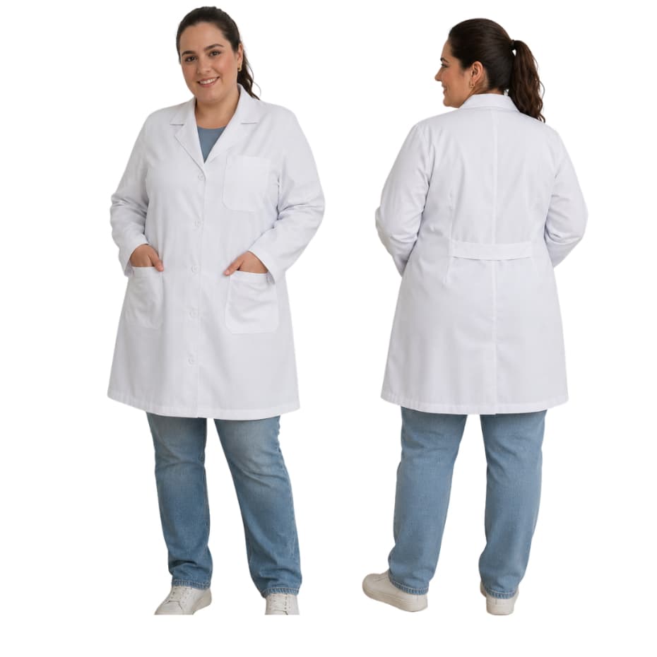 Jaleco Feminino Com Botão Oxford Acinturado Escolar Dentista Laboratório Enfermagem - Jaleco Feminino Plus Size