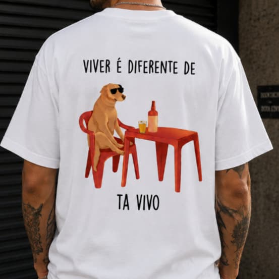 Camiseta Oversized Masculina Estampada Costas Streetwear Premium Algodão Casual Unissex