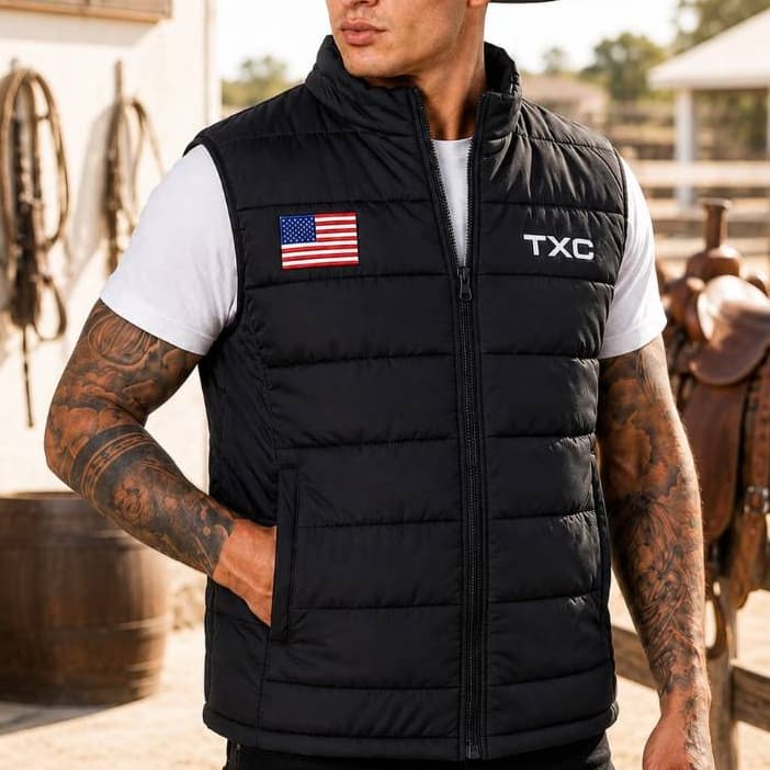 Colete Puffer Masculino Preto Country Matelado Gomos Térmico Leve Casual Zíper Reforçado do P ao XG