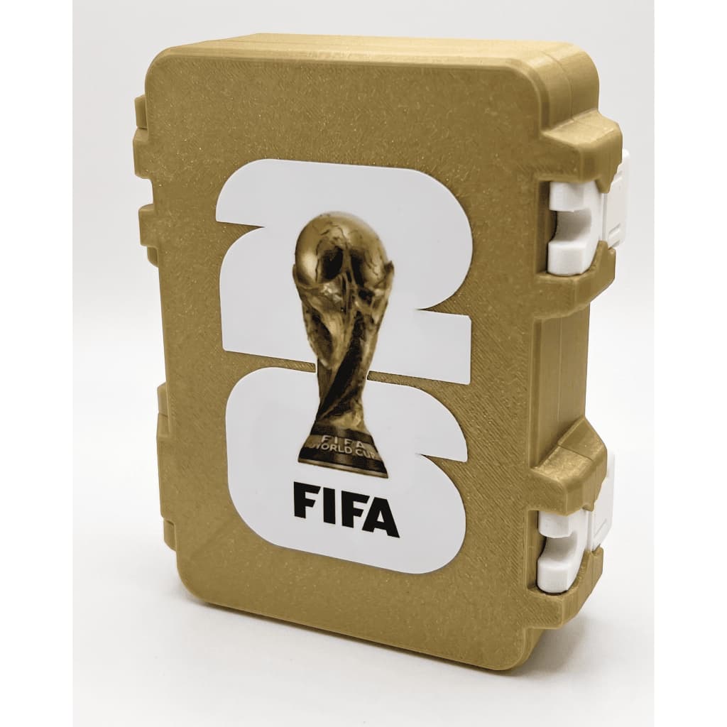 Porta Figurinha Maleta Colecionável FIFA 26 Copa do Mundo Troféu Dourado Preto Branco