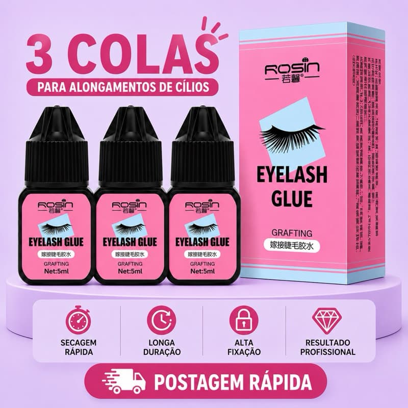 Cola para Extensão De Cílios Preta 5 ml Enxerto Seguro, Não Irrita, duração prolongada