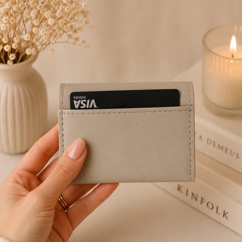 Porta Cartão e CNH Couro Montana Sintético Quádruplo Carteira Slim Artesanal Compacta Minimalista