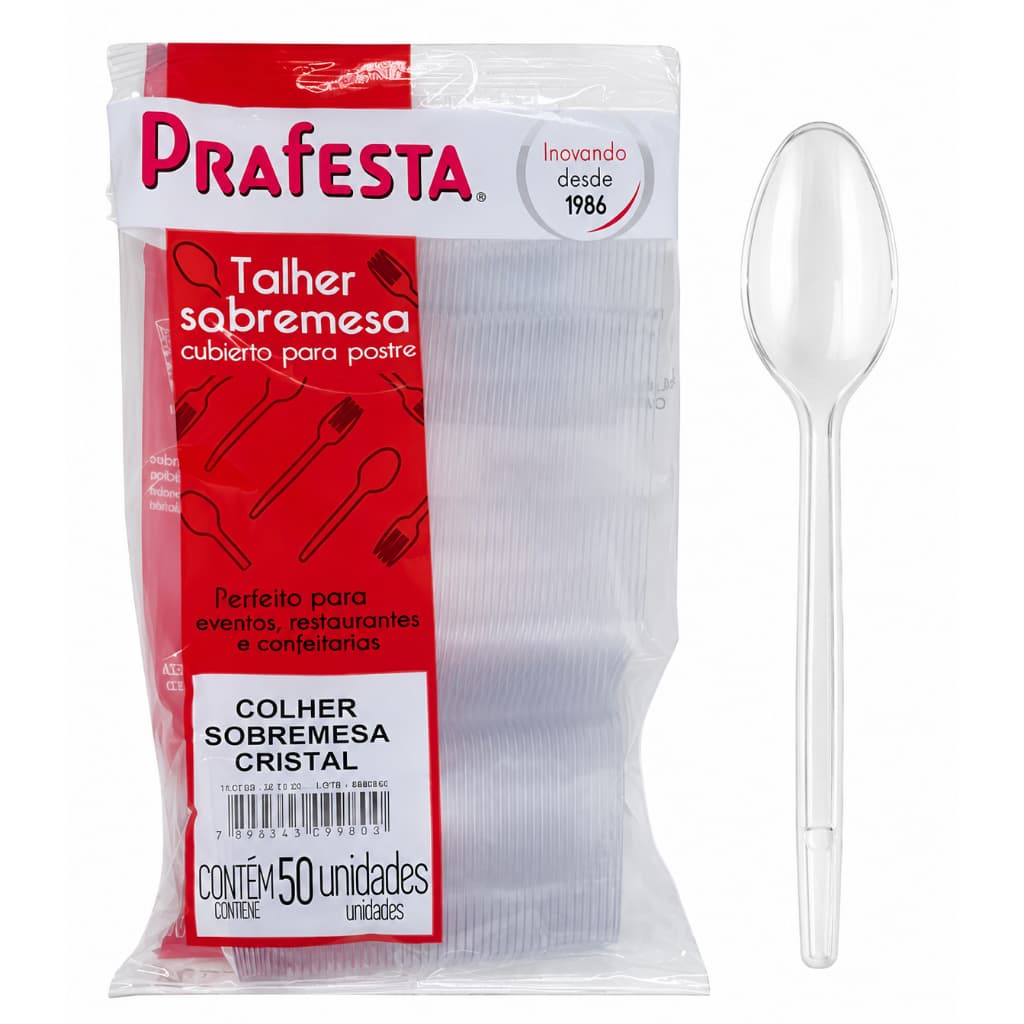 200 Colheres de Sobremesa Transparente Colher Descartável e Resistente Bolo Acai Doces