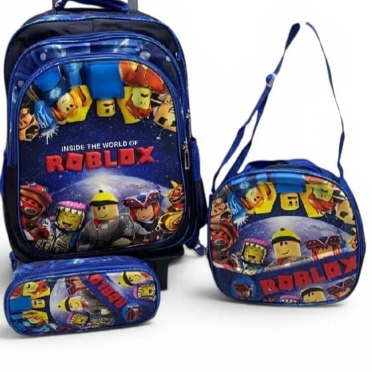 Kit Mochila Escolar de costas 3 pçs Roblox mochila+ lancheira+ estojo infantil