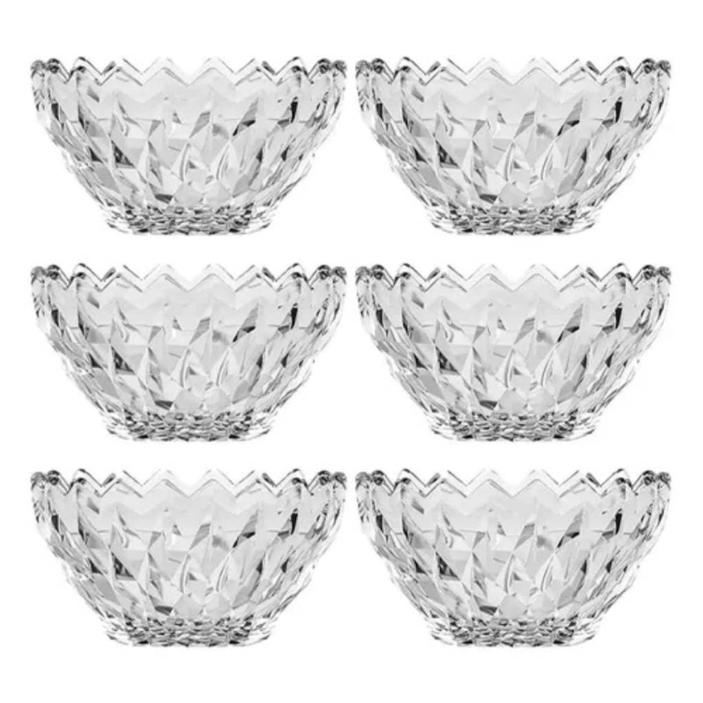 Jogo De 6 Taças Sobremesa De Vidro Bowl Tigela Resistente Estilo Cristal