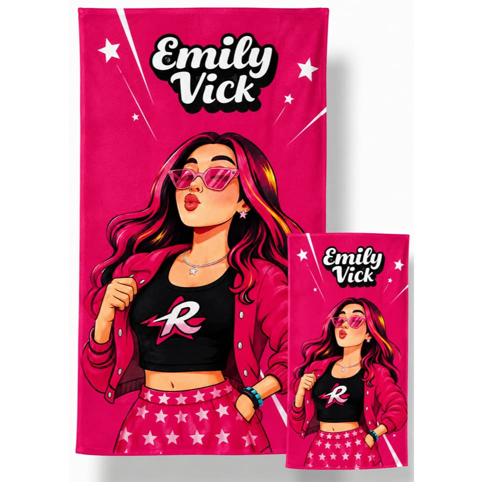 Kit Toalha De Banho + Toalha De Mão Infantil Emily Vick Grupo Dos Rosa