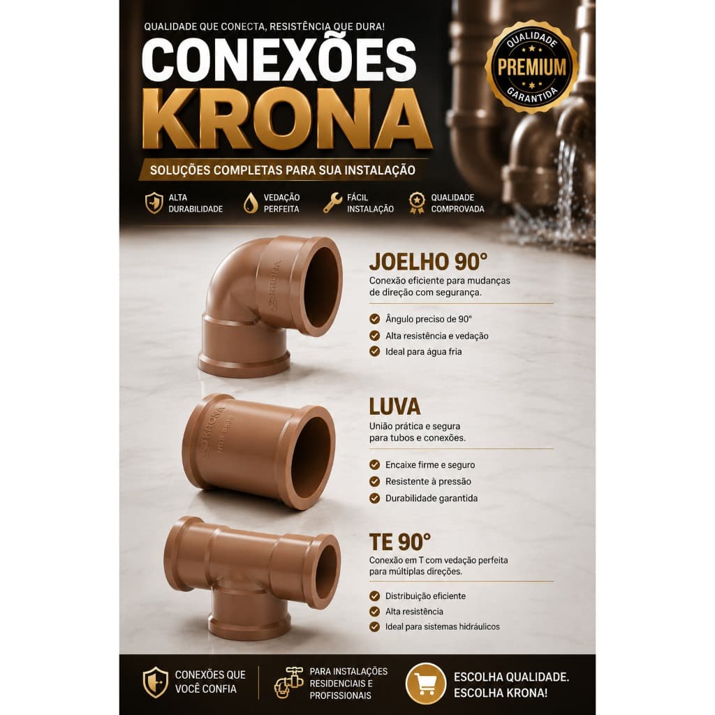 Joelho Cotovelo 90°x20mm Tee 90° x 20mm Luva 20mm Conexões Hidráulica Pvc Marrom