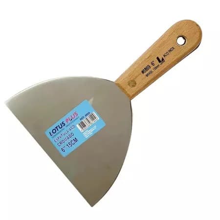 Espátula Inox Cromada 6" com Cabo de Madeira 15 cm