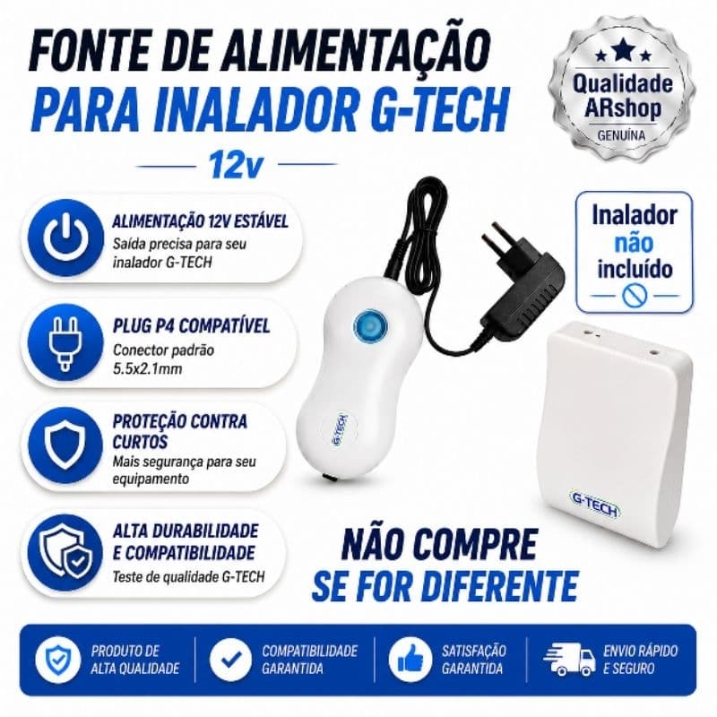 Fonte 12V p/ Nebulizador G-tech Compact Dc1 / Dc2