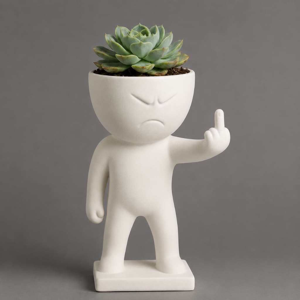 Vaso para Suculentas / Vaso planta Criativo / vaso boneco irritado para Mesa Sala Escritorio