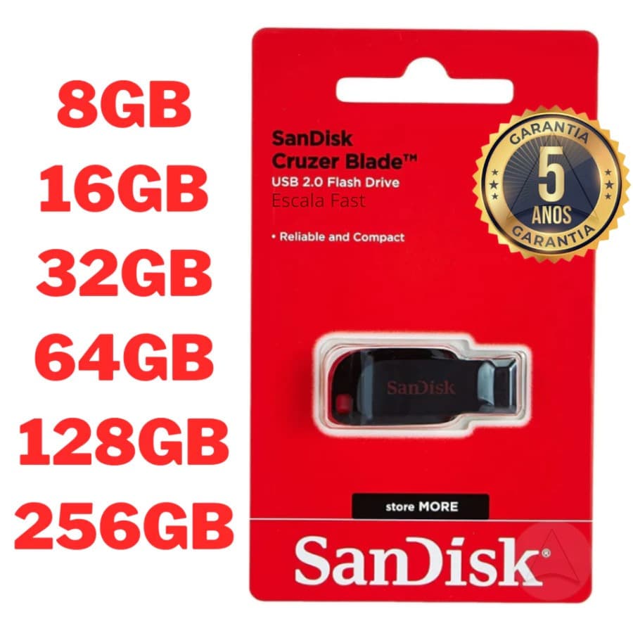 Pendrive SanDisk Cruzer Blade 8GB/16GB/32GB/64GB/128GB USB 2.0 Flash Drive Portátil Para PC Notebook