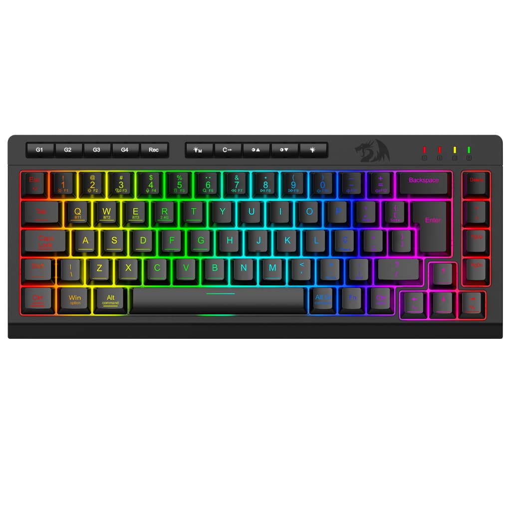TECLADO MEMBRANA GAMER REDRAGON CRESCENT PRO 68% 3 MODE SEM FIO PRETO K519RGB-PRO