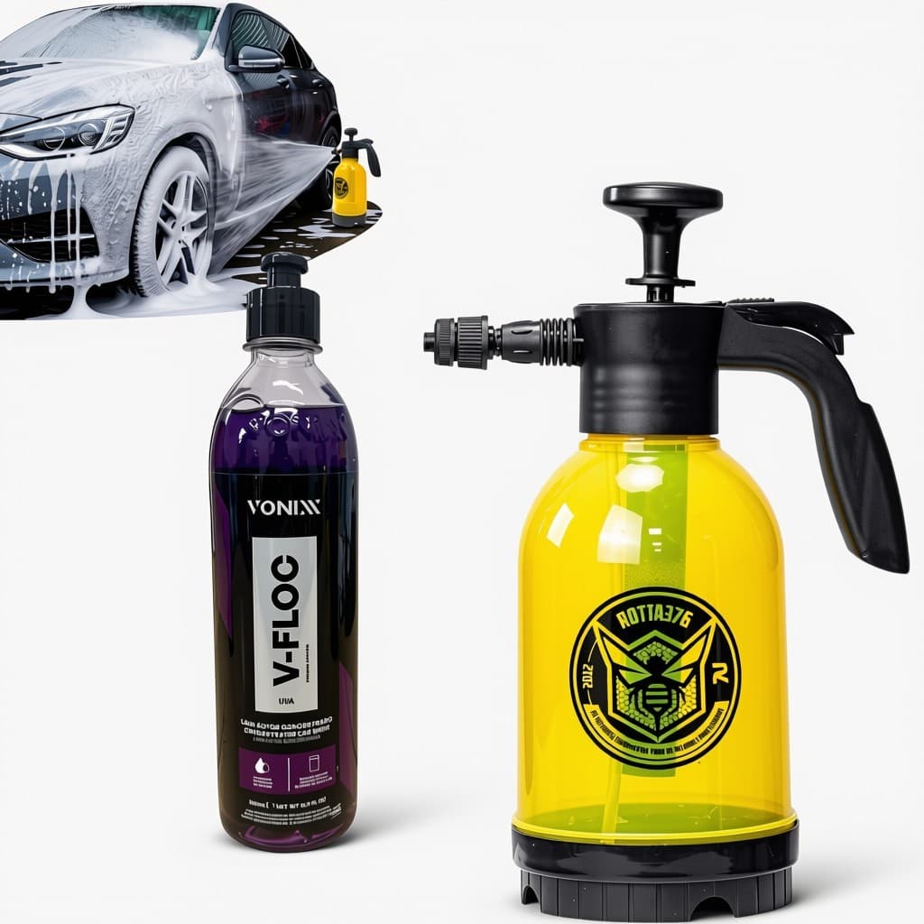 Shampoo automotivo Concentrado Vonixx V-Floc + Snow Foam Pulverizador Espuma Manual 2l