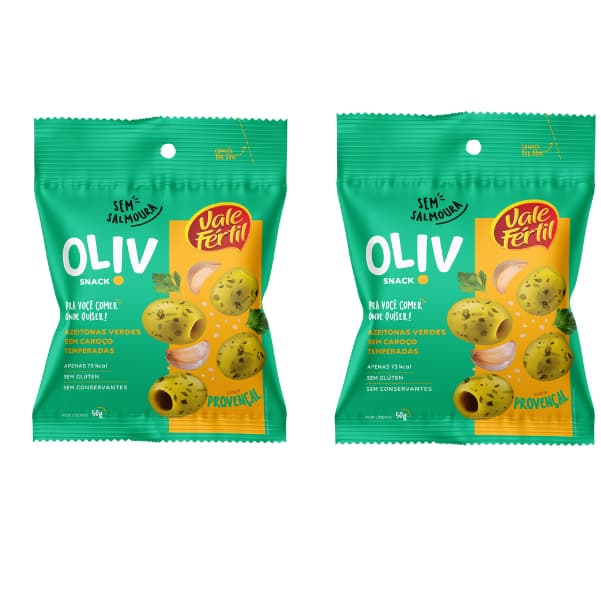 Kit 02 Vale Fértil Snack De Azeitona Verde Provençal Oliv 50G