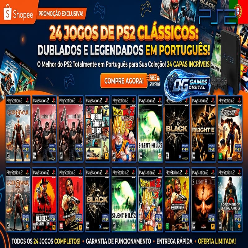 PS2 OPL KIT 24 JOGOS DUBLADOS E LEGENDADOS VOL1 PENDRIVE 64GB + MEMORY CARD
