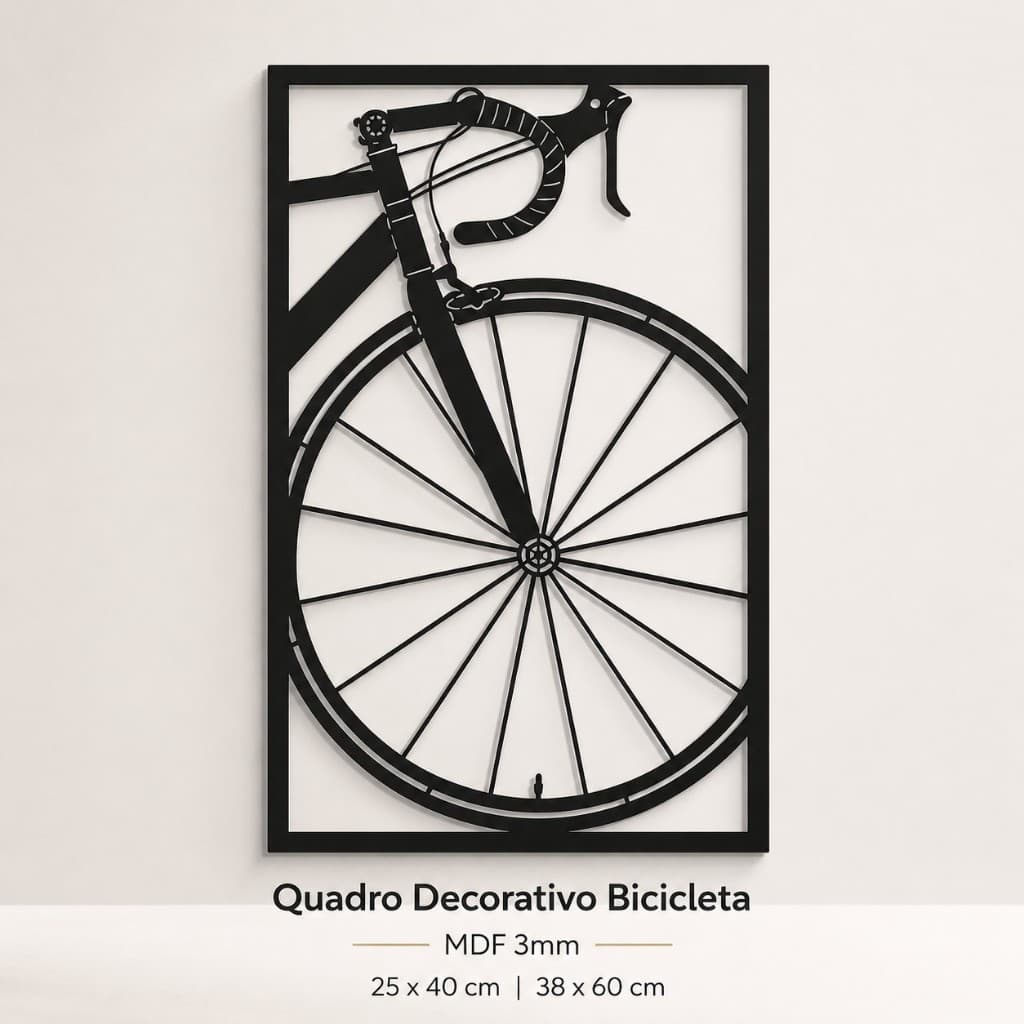 Quadro Decorativo Bicicleta em MDF Preto – Arte Moderna para Apaixonados por Ciclismo