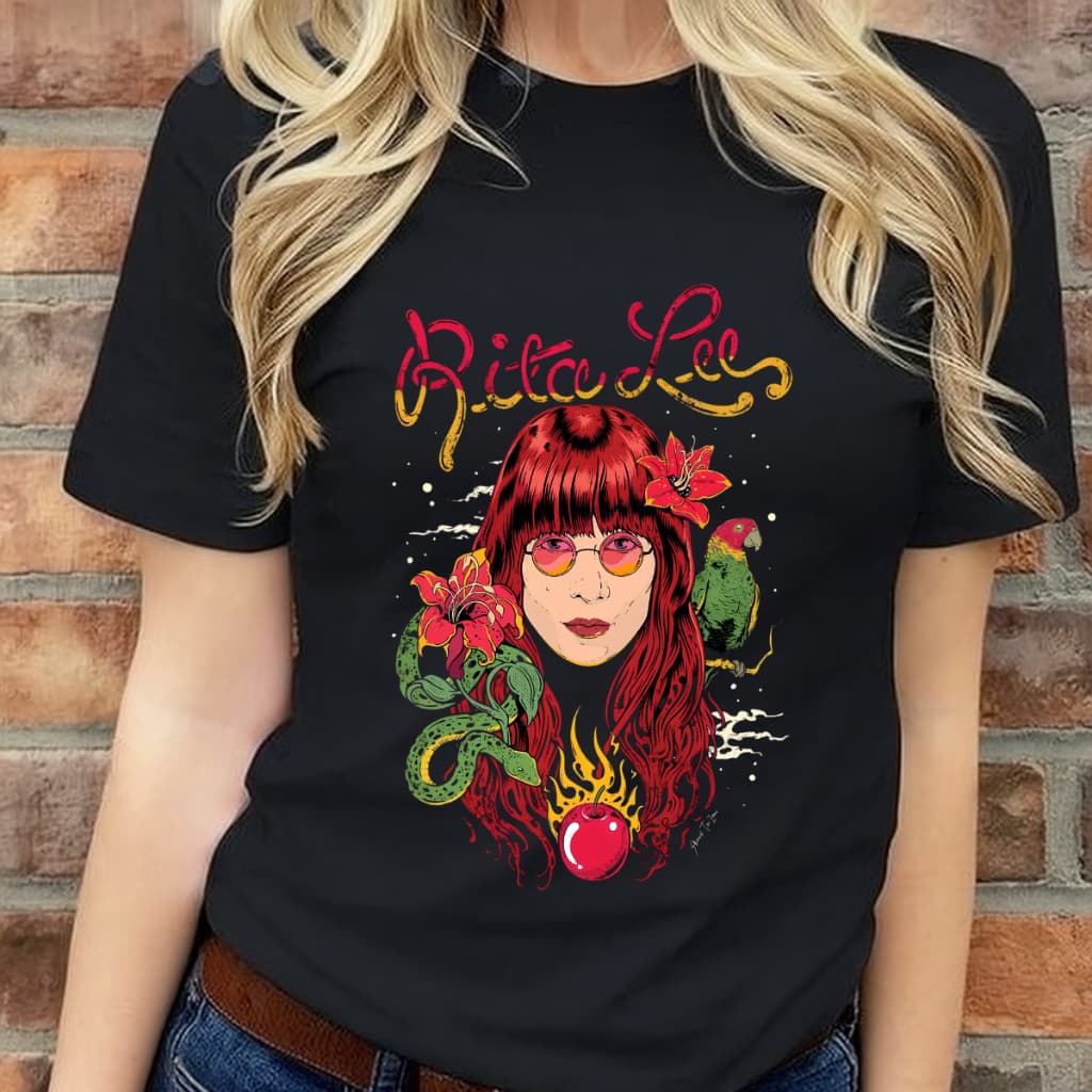 Camiseta Preta Feminina Rita Lee Cantora Rock Tshirt 100% Algodão Premium