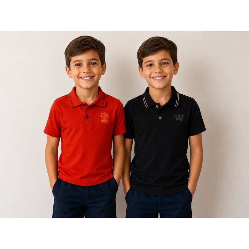 Kit 2 Camisa Polo Infantil Masculina Piquet Premium 2 a 8 Anos
