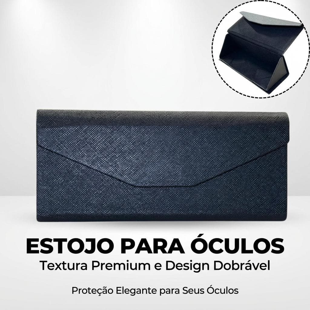 Estojo Porta Óculos Dobrável Rígido Magnético Premium Case Slim