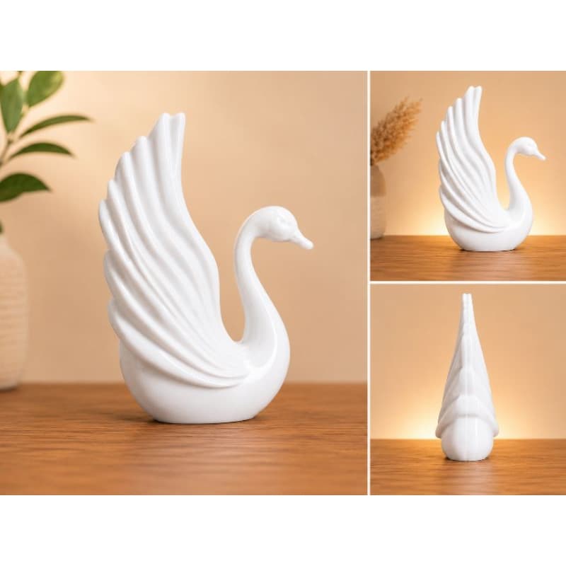Estátua Decorativa Cisne Elegante 3d na cor Branca