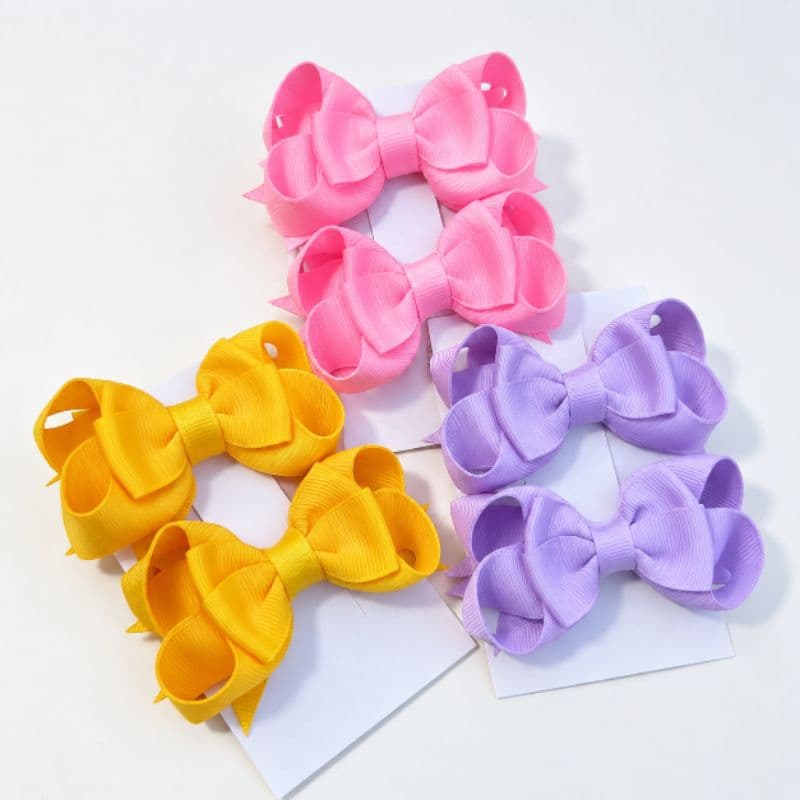 Par de Laços Boutique Médio 8cm no Bico de Pato Encapado | Laço Infantil de Gorgorão | Kit com 2, 3 ou 6 Laços