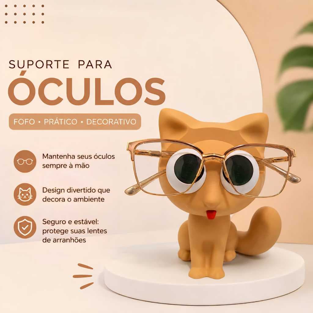 Suporte Para Óculos Gatinho Decorativo Prático Mesa Escrivaninha