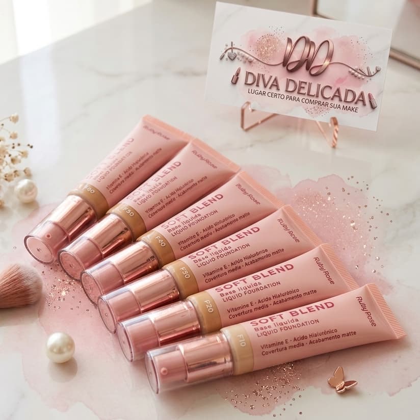 Base Líquida Soft Blend da Ruby Rose Cobertura Média para todos os tipos de pele